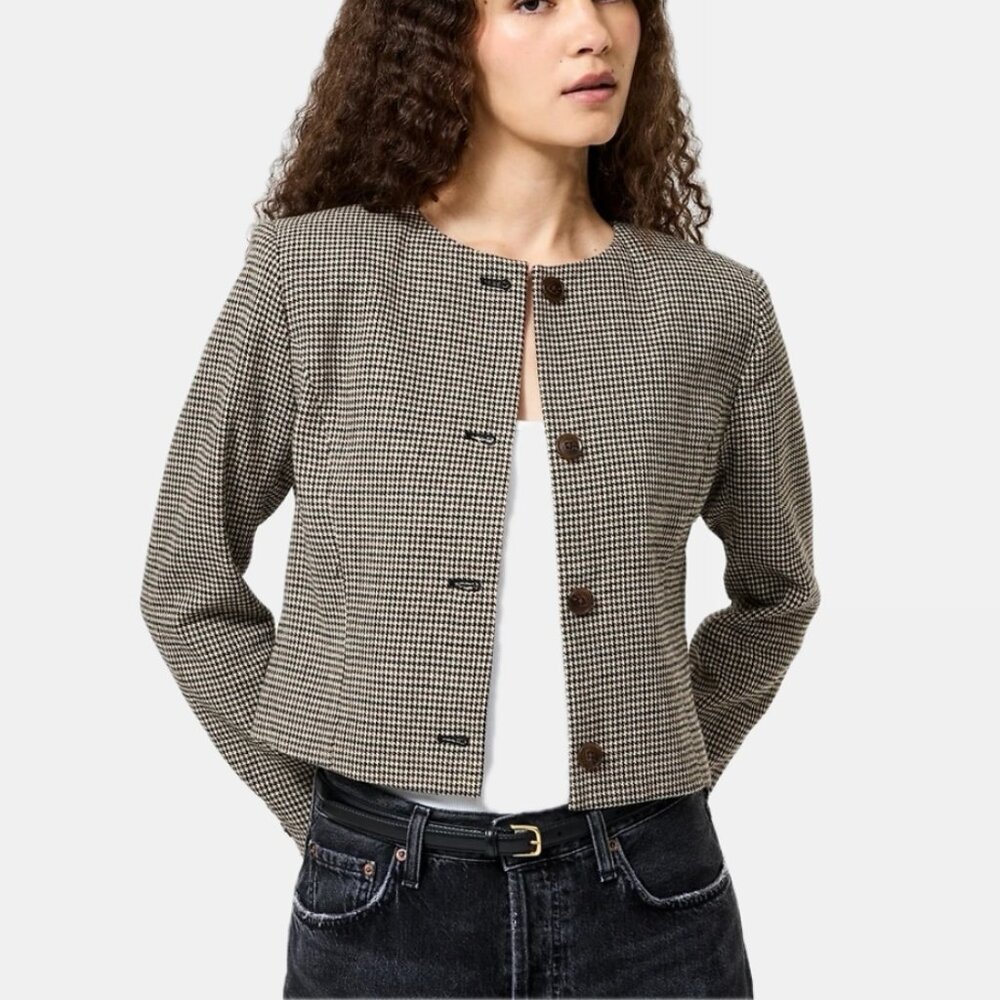 French Connection Houndstooth Check Collarless Cr… - image 4